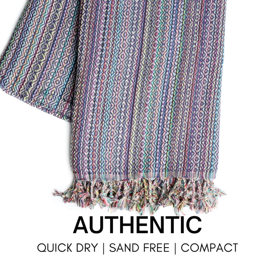 Turkish Beach Towel in Purple Multi-Color Weave, view 2
