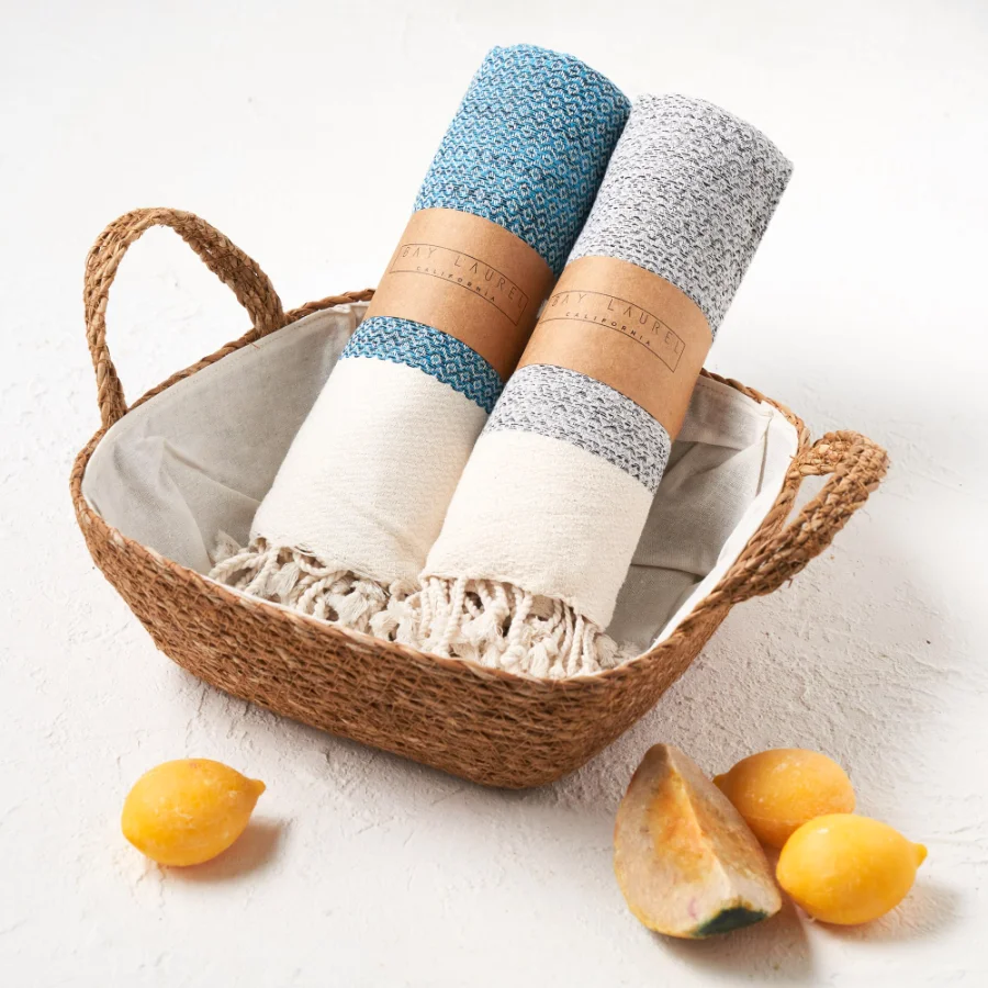 Turkish Hand Towel in Turquoise, Diamond 16 × 40 in, view 3