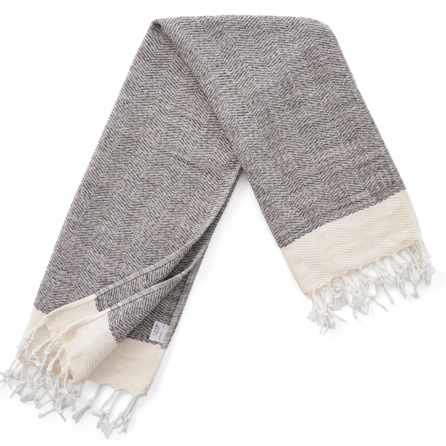 Turkish Hand Towel in Beige, Herringbone 16 × 40 in, view 4