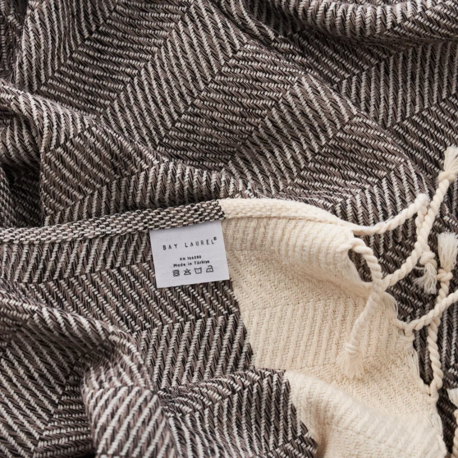 Turkish Hand Towel in Latte, Herringbone 16 × 40 in, view 2