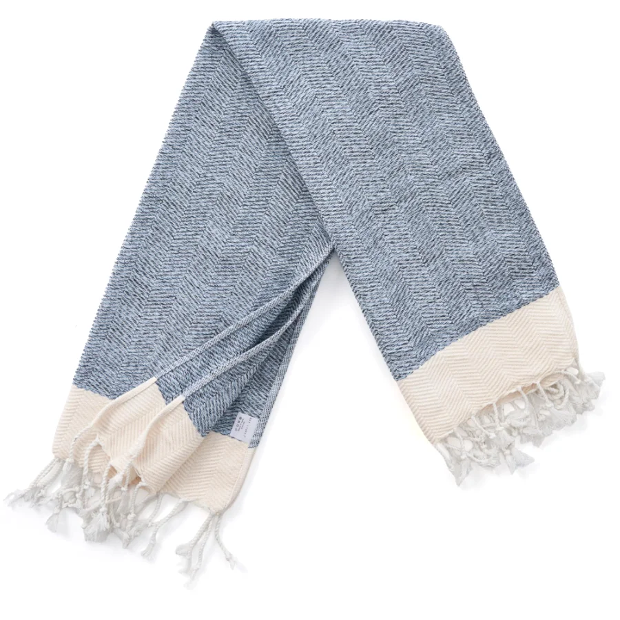 Turkish Hand Towel in Light Blue, Herringbone 16 × 40 in, view 4