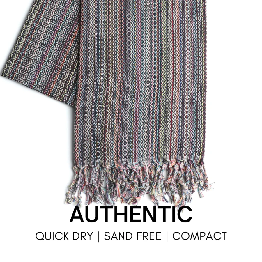 Turkish Beach Towel in Black Multi-Color Weave, view 2
