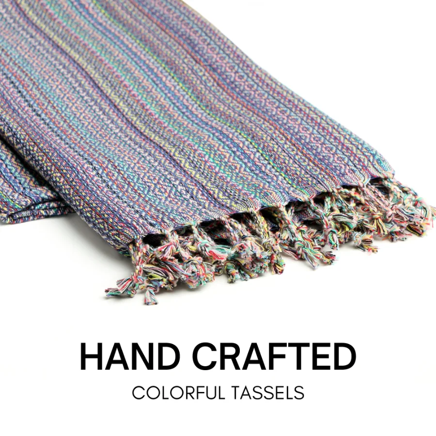 Turkish Beach Towel in Purple Multi-Color Weave, view 4