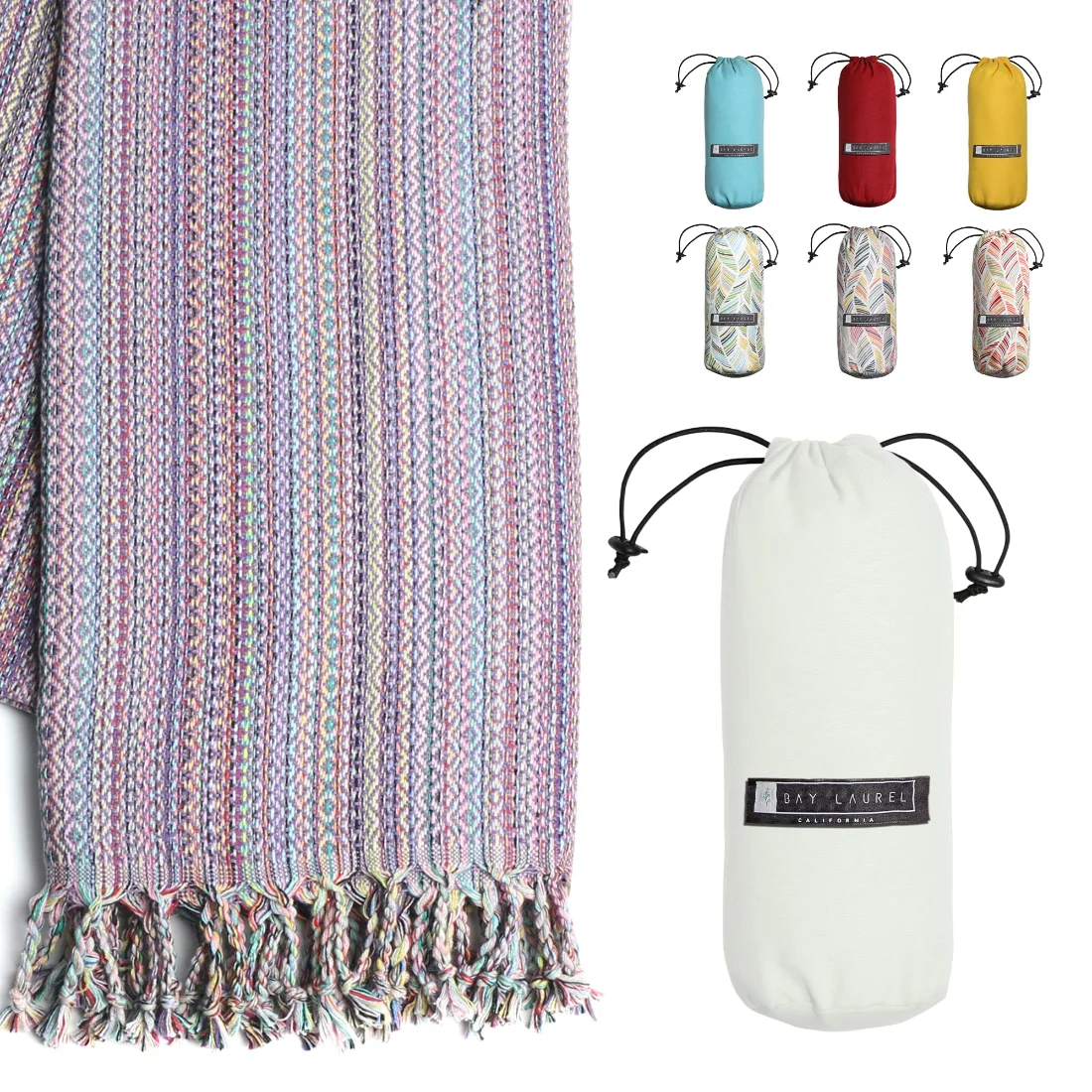 Turkish Beach Towel in Purple Multi-Color Weave pack shot
