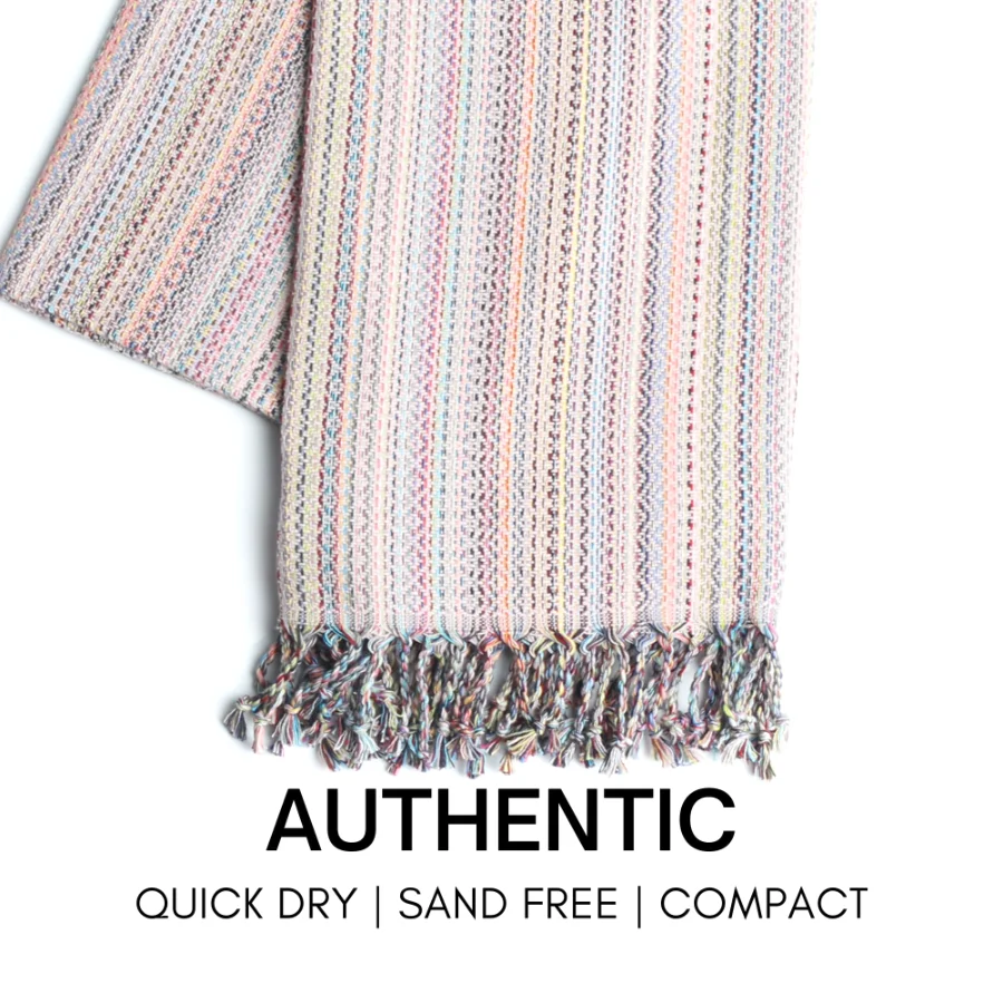 Turkish Beach Towel in Violet Multi-Color Weave, view 2