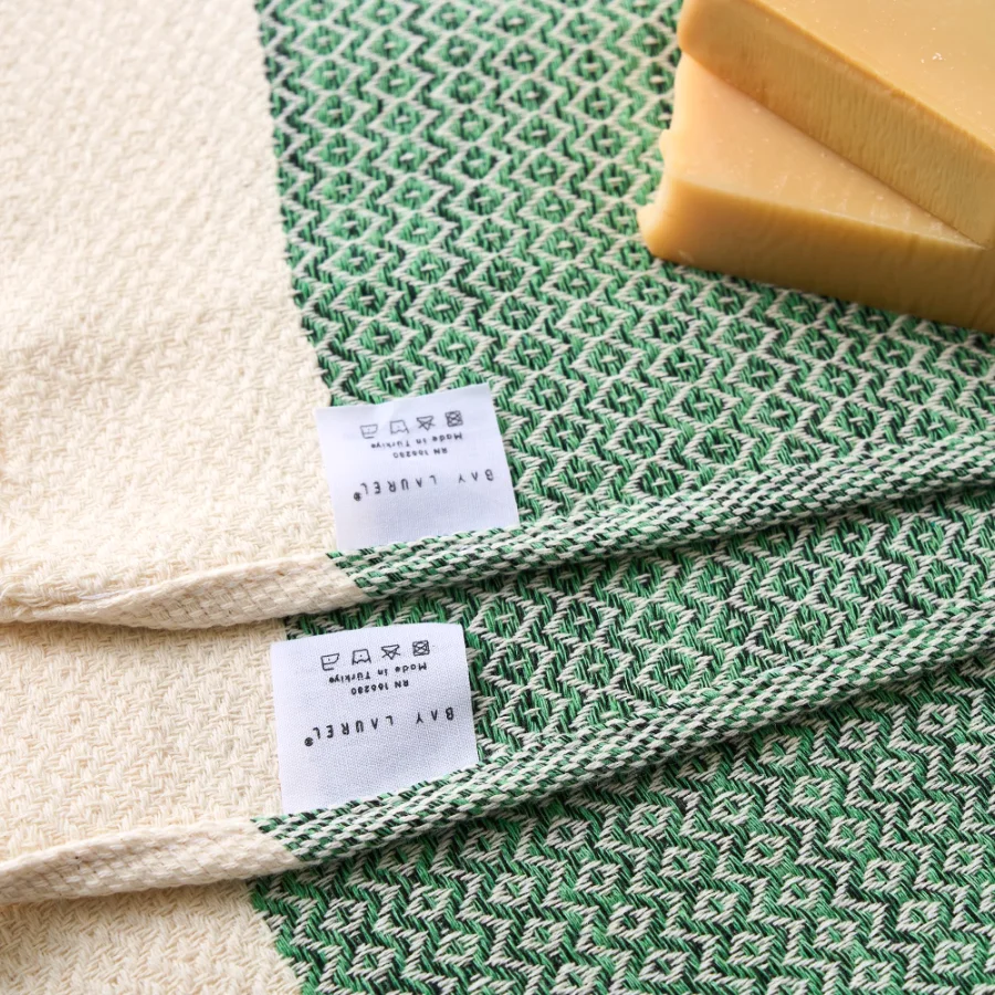 Turkish Hand Towel in Army Green, Diamond 15 × 26 in, view 2