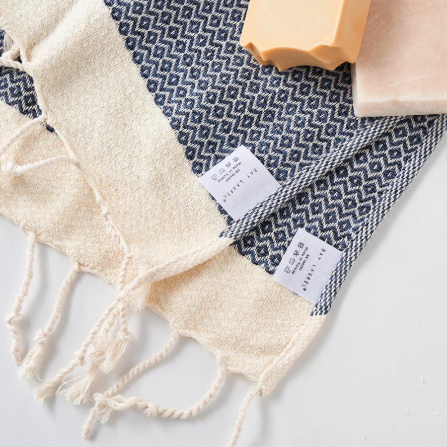 Turkish Hand Towel in Navy, Diamond 15 × 26 in, view 2