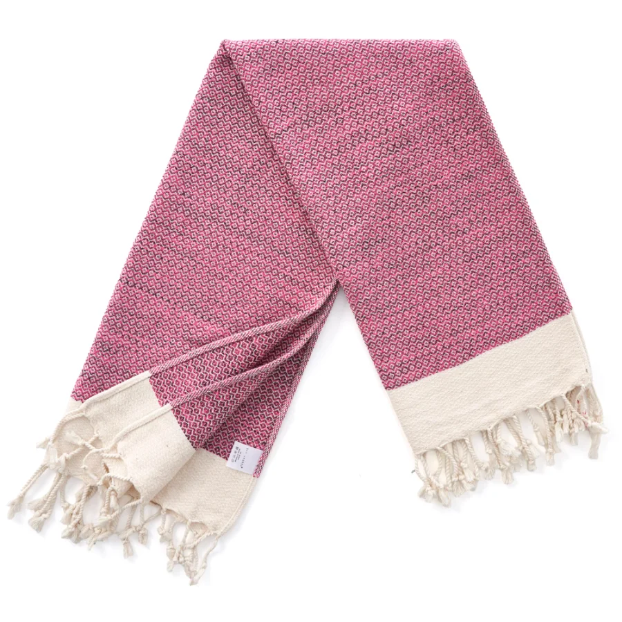 Turkish Hand Towel in Fuchsia, Diamond 16 × 40 in, view 4