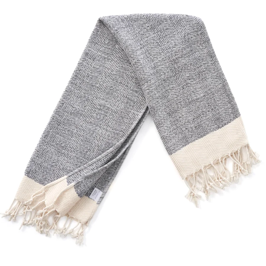 Turkish Hand Towel in Gray, Herringbone 16 × 40 in, view 4